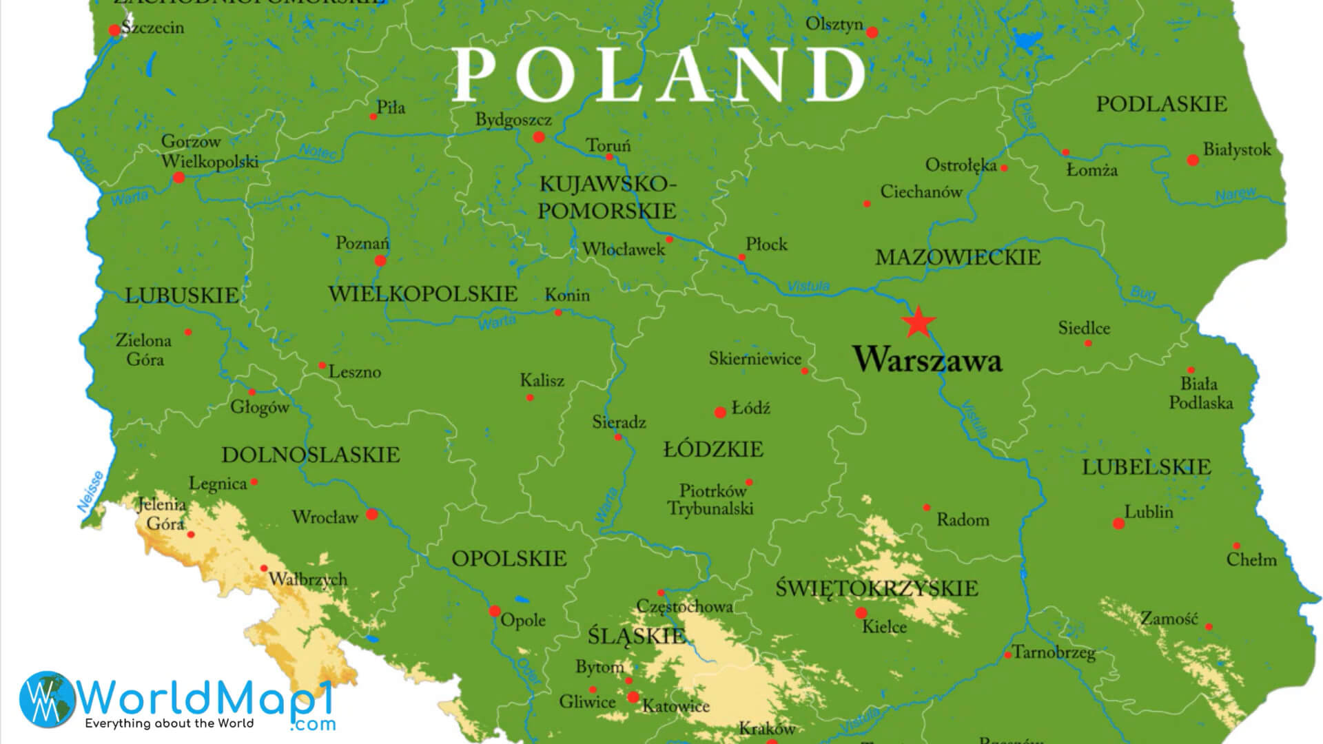 Yüksek Detaylı Polonya Haritası